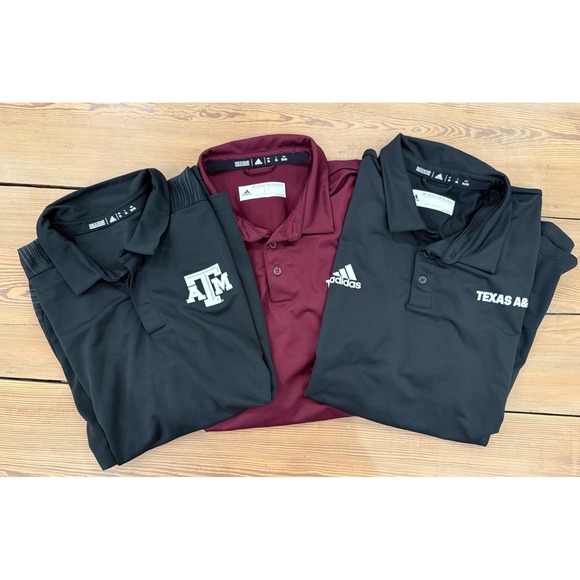 Lot of 3 Adidas Texas A&M Aggies Coaches Sideline Polo Shirts Men's 2XL